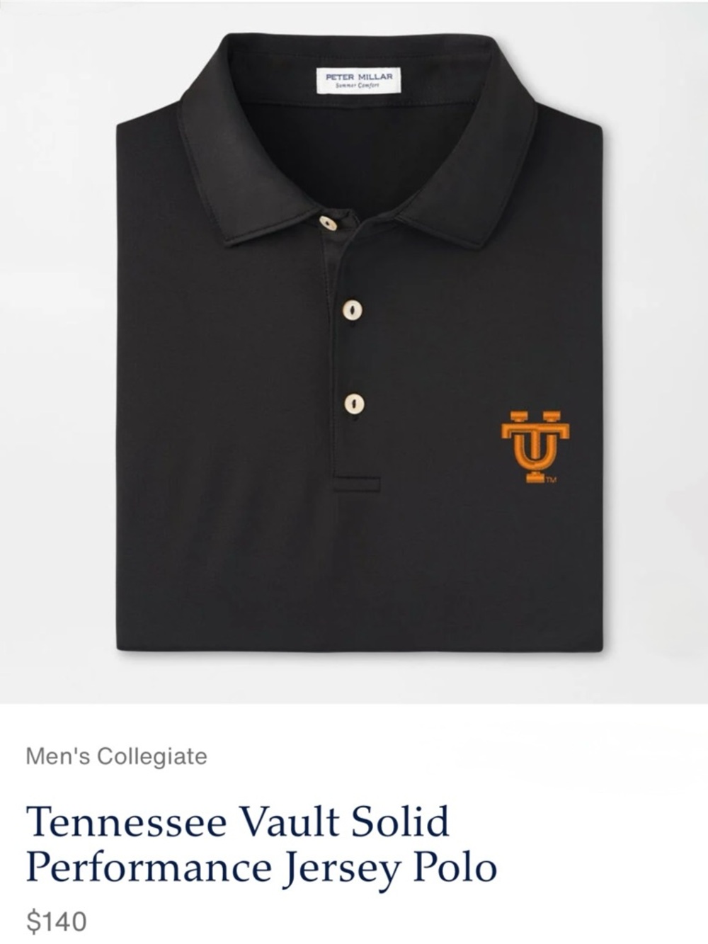 PETER MILLAR Tennessee Vault Solid Performance Jersey Polo